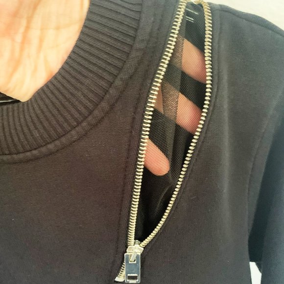 Diesel cotton zip-shoulder dress - black - gold zipper - pockets - midlenght - Picture 6 of 7